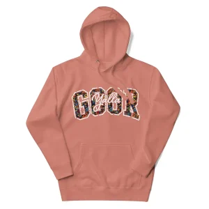 Soft pink Goor Yalla hoodie for fearless, hardworking souls