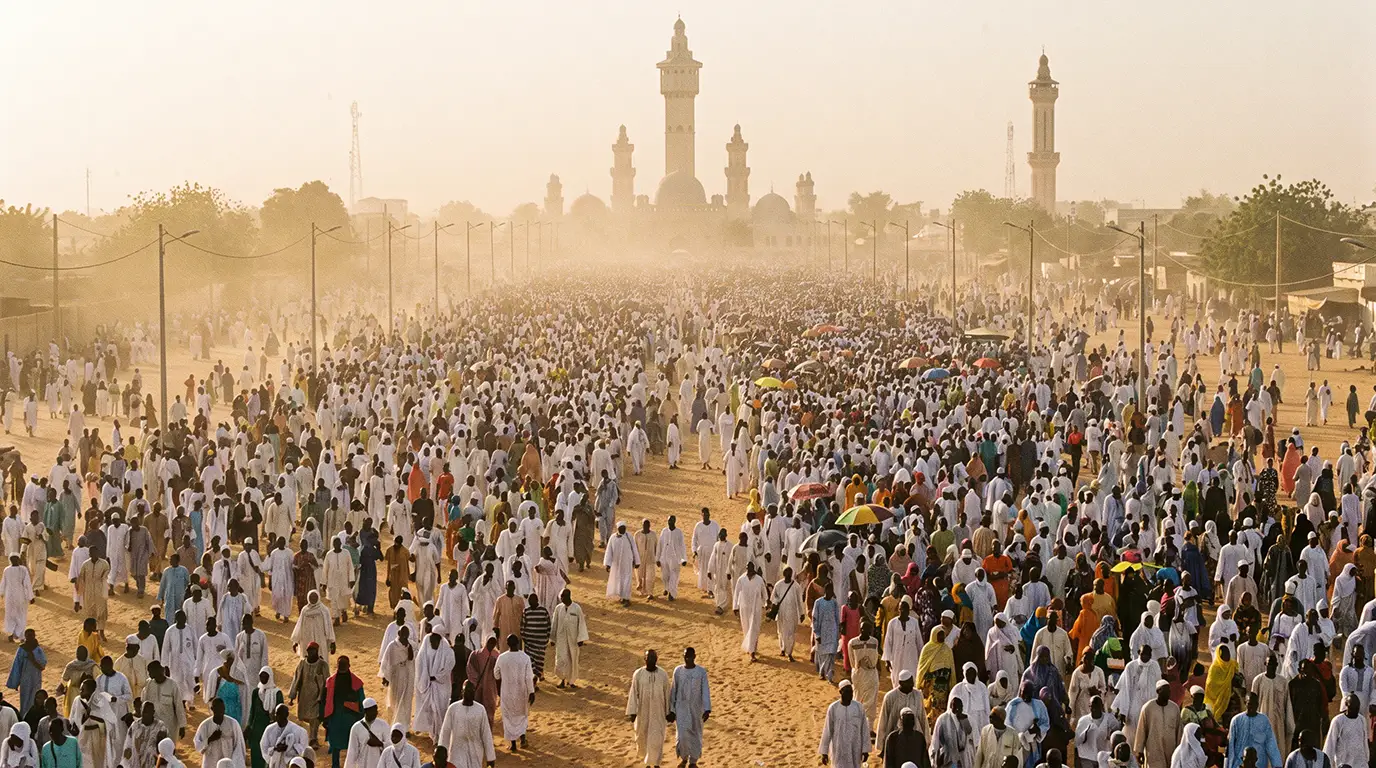 Pilgrims arriving in Touba for the Grand Magal, Senegal's largest annual gathering