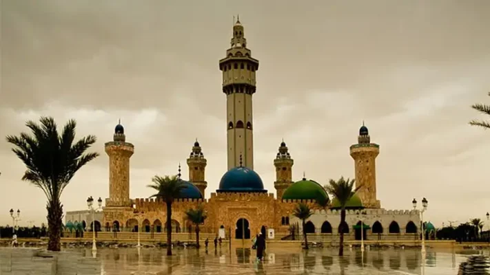 The Great Mosque of Touba, founded by Cheikh Ahmadou Bamba, at sunrise in Senegal